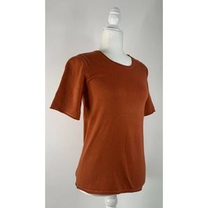 NWOT EMBERLEY Rust Orange Half Sleeve Knot Top S